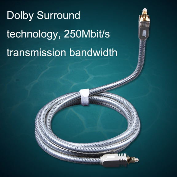 EMK YL/B Audio Digital Optical Fiber Cable Square To Square Audio Connection Cable, Length: 1.8m(Transparent Gray)