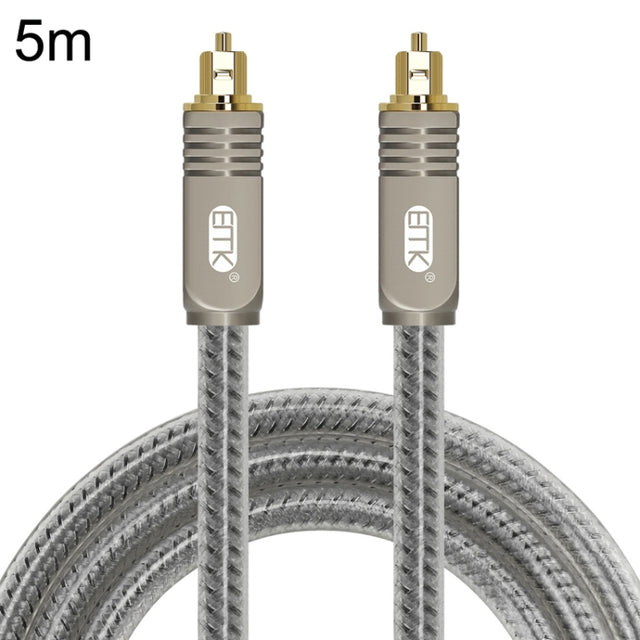 EMK YL/B Audio Digital Optical Fiber Cable Square To Square Audio Connection Cable, Length: 5m(Transparent Gray)