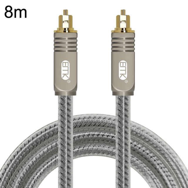 EMK YL/B Audio Digital Optical Fiber Cable Square To Square Audio Connection Cable, Length: 8m(Transparent Gray)