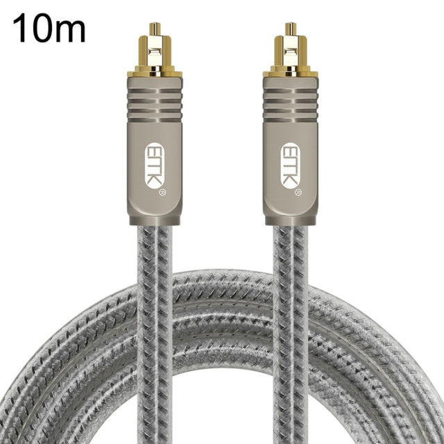 EMK YL/B Audio Digital Optical Fiber Cable Square To Square Audio Connection Cable, Length: 10m(Transparent Gray)