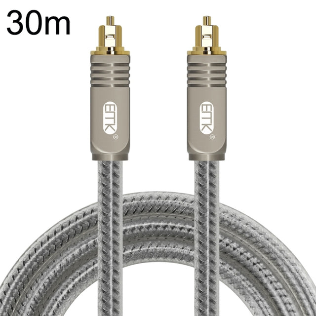 EMK YL/B Audio Digital Optical Fiber Cable Square To Square Audio Connection Cable, Length: 30m(Transparent Gray)