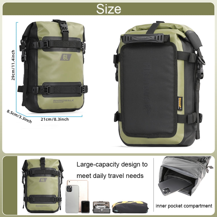 Rhinowalk MT2206 6L Waterproof Motorcycle Bumper Bag Outdoor Riding Bag(Green) - free shipping - PMC TechLife - Order now!