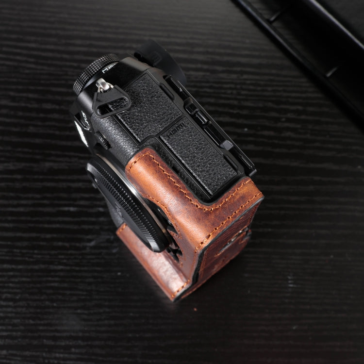 For FUJIFILM X-T5 Camera Cowhide Bag Anti-scratch Protective Case Base Cover(Deep Coffee) - Leather Bag by PMC TechLife | Online Shopping South Africa | PMC TechLife | Buy Now Pay Later Mobicred