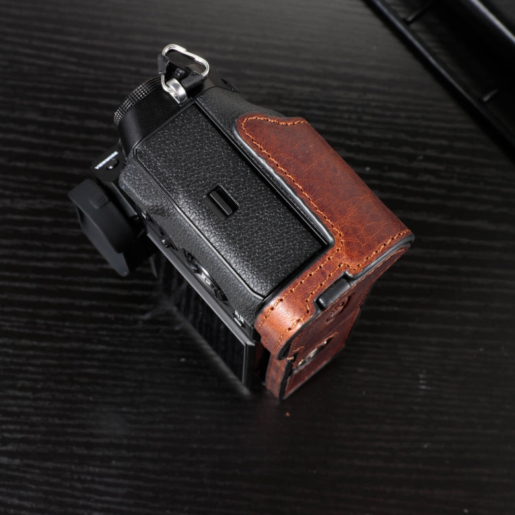 For FUJIFILM X-T5 Camera Cowhide Bag Anti-scratch Protective Case Base Cover(Brown) - Leather Bag by PMC TechLife | Online Shopping South Africa | PMC TechLife | Buy Now Pay Later Mobicred