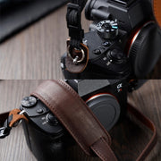 Outdoor Photography Cowhide Leather Camera Shoulder Hanging Neck Winding Strap, Spec: Pure Leather (Coffee)