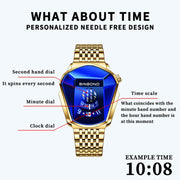 BINBOND Locomotive Concept Steel Belt Watch Men Live Black Technology Watch(Blue Steel Blue Face)