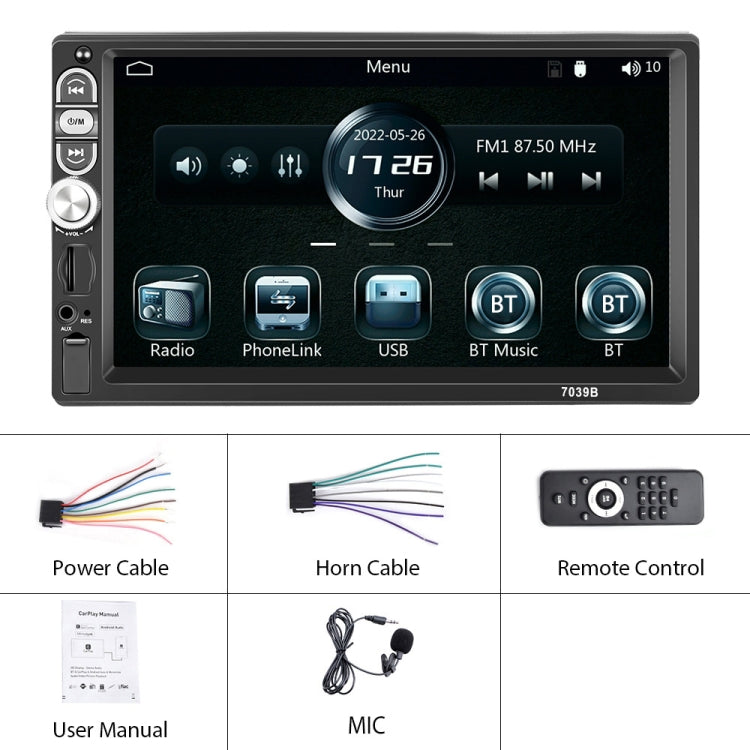 A3061 7 Inches MP5 Bluetooth Player Universal Wired CarPlay Reversing Image Integrated, Style: Standard - Car MP3 & MP4 & MP5 by PMC TechLife | Online Shopping South Africa | PMC TechLife | Buy Now Pay Later Mobicred