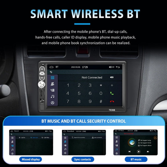 A3061 7 Inches MP5 Bluetooth Player Universal Wired CarPlay Reversing Image Integrated, Style: Standard+12 Lights Camera