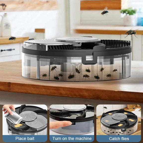 S008 Automatic Fly Killer Silent USB Household Fly Trap, Spec: Charging Type (Black)