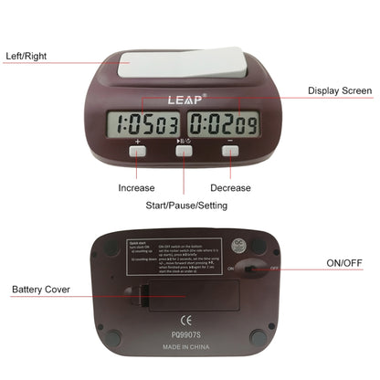 LEAP PQ9907S Chess Clock International Chess Go Clock(Wine Red) - Alarm Clocks by LEAP | Online Shopping South Africa | PMC Jewellery | Buy Now Pay Later Mobicred