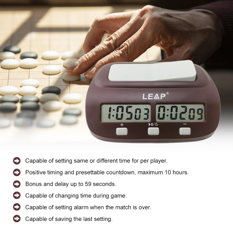 LEAP PQ9907S Chess Clock International Chess Go Clock(Wine Red) - Alarm Clocks by LEAP | Online Shopping South Africa | PMC Jewellery | Buy Now Pay Later Mobicred