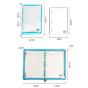 B5 9 Rings Loose-leaf Journal Clear PVC Cover Zipper Planner Notebook Without Inner Pages(Black)