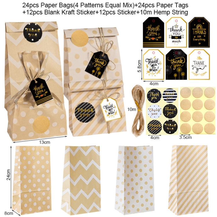 24 In 1 Point Striped Cowhide Paper Bag Retro Thanks Gift Bag Party Bakery Biscuits Candy Bag(Style 2) - Gift Bags & Wrapping Supplies by PMC TechLife | Online Shopping South Africa | PMC TechLife