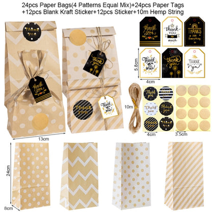 24 In 1 Point Striped Cowhide Paper Bag Retro Thanks Gift Bag Party Bakery Biscuits Candy Bag(Style 2) - Gift Bags & Wrapping Supplies by PMC Jewellery | Online Shopping South Africa | PMC Jewellery