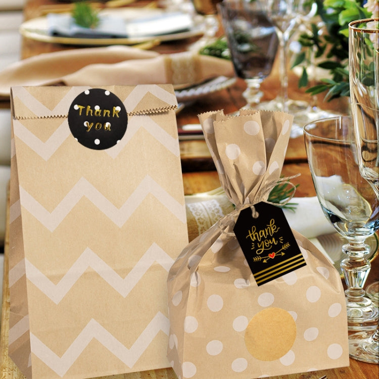 24 In 1 Point Striped Cowhide Paper Bag Retro Thanks Gift Bag Party Bakery Biscuits Candy Bag(Style 2)