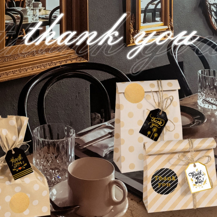 24 In 1 Point Striped Cowhide Paper Bag Retro Thanks Gift Bag Party Bakery Biscuits Candy Bag(Style 2)