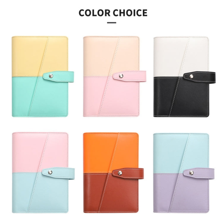A6 YMX-012 PU Leather Budget Binder Notebook Macaron Color Matching Handbook(Yellow+Light Green)