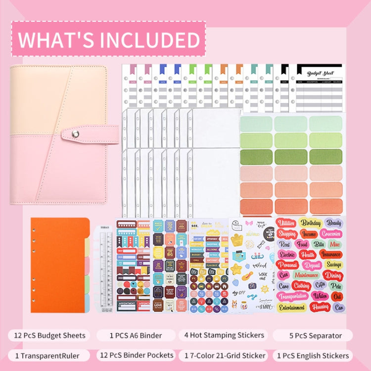 A6 YMX-012 PU Leather Budget Binder Notebook Macaron Color Matching Handbook(Orange+Brown) - Notebooks by PMc TechLife | Online Shopping South Africa | PMc TechLife | Buy Now Pay Later Mobicred