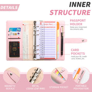 A6 YMX-012 PU Leather Budget Binder Notebook Macaron Color Matching Handbook(White+Black)
