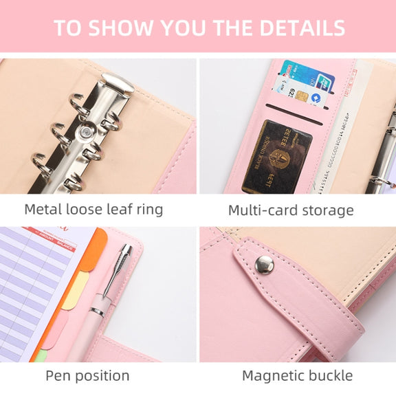 A6 YMX-012 PU Leather Budget Binder Notebook Macaron Color Matching Handbook(Yellow+Light Green)