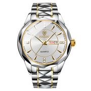 BINBOND B5552 Luminous Multifunctional Business Calendar Quartz Watch(Inter-gold-White)