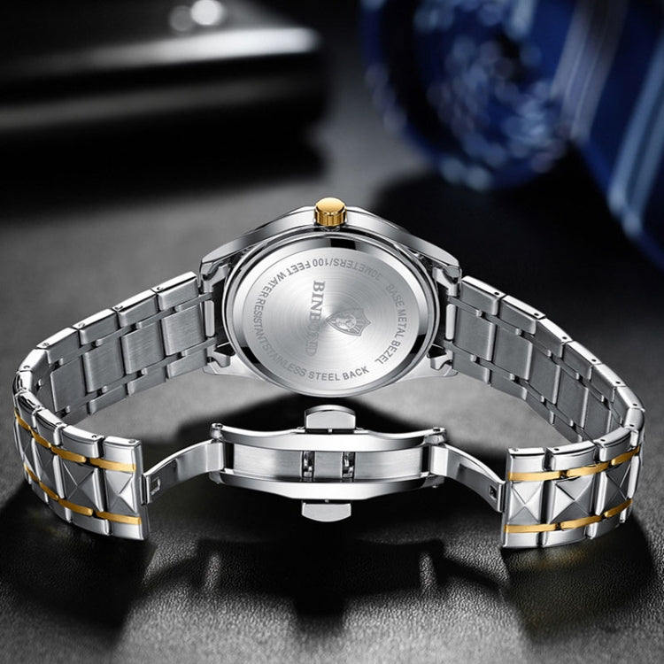 BINBOND B5552 Luminous Multifunctional Business Calendar Quartz Watch(Inter-gold-Black)