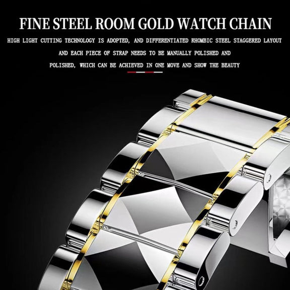 BINBOND B5552 Luminous Multifunctional Business Calendar Quartz Watch(Inter-gold-Gray)