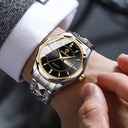 BINBOND B5552 Luminous Multifunctional Business Calendar Quartz Watch(Female-Inter-gold-White)