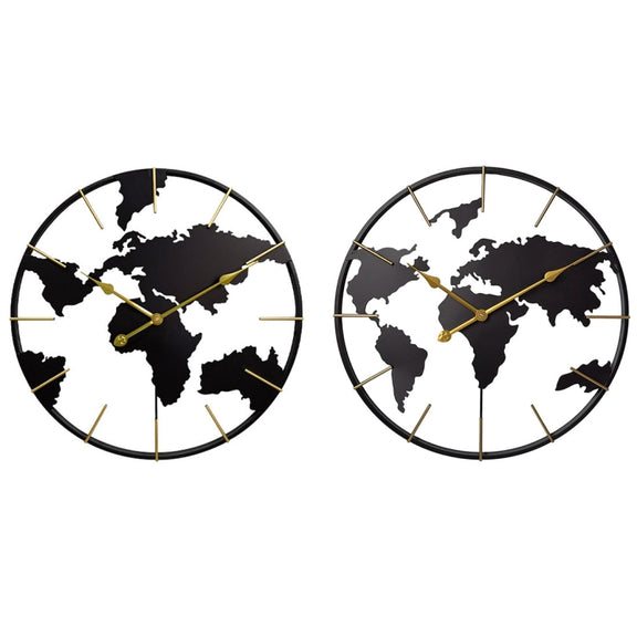 0818 3D Stereo World Map Art Wall Decoration Clock Round Wall Clock(Style 1)