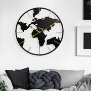 0818 3D Stereo World Map Art Wall Decoration Clock Round Wall Clock(Style 1)