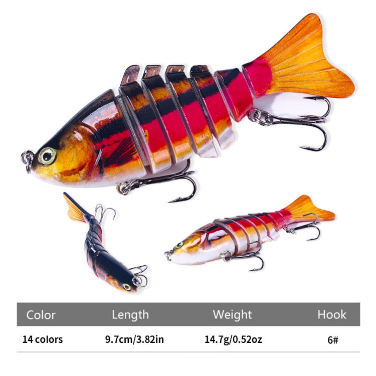 HENGJIA JM062 7 Section Fish Fake Lures VIB Minnow Fishing Lures, Size: 10cm 15g(14) - free shipping - PMC TechLife - Order now!