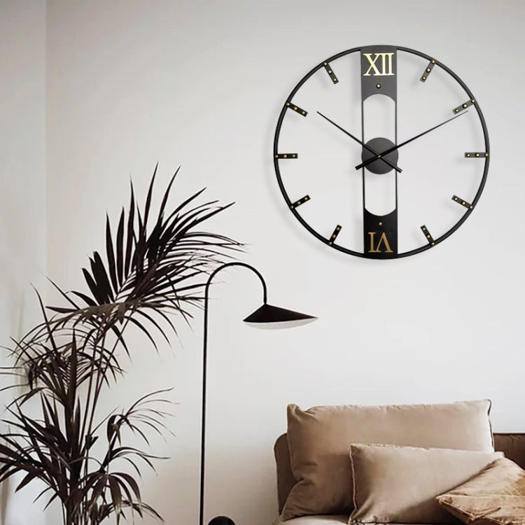 YX8836 Home Decor Wall Clock Wrought Iron Rivet Scale Silent Clock, Size: 60cm
