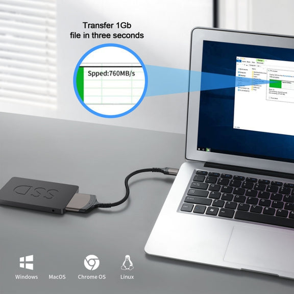 Aluminum Easy Drive Line USB3.0 To SATA Hard Disk Data Cable Supports 2.5 Inch SATA 22P, Length: 20cm