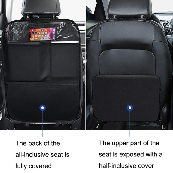 Car Seat Back Children Anti-kick Pad Back Rear Anti-dirty Universal Leather Protection Pad Storage Bag All Inclusive Version (Brown)