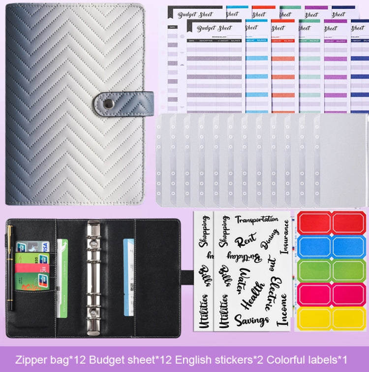 A6 PU Macaron Gradient Color Loose-leaf Notepad Notebook Budget Book(Black) - Notebooks by PMC TechLife | Online Shopping South Africa | PMC TechLife | Buy Now Pay Later Mobicred