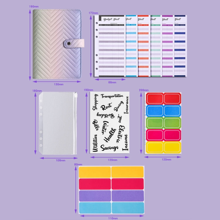 A6 PU Macaron Gradient Color Loose-leaf Notepad Notebook Budget Book(Black) - Notebooks by PMC TechLife | Online Shopping South Africa | PMC TechLife | Buy Now Pay Later Mobicred