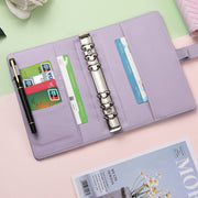 A6 PU Macaron Gradient Color Loose-leaf Notepad Notebook Budget Book(Black)