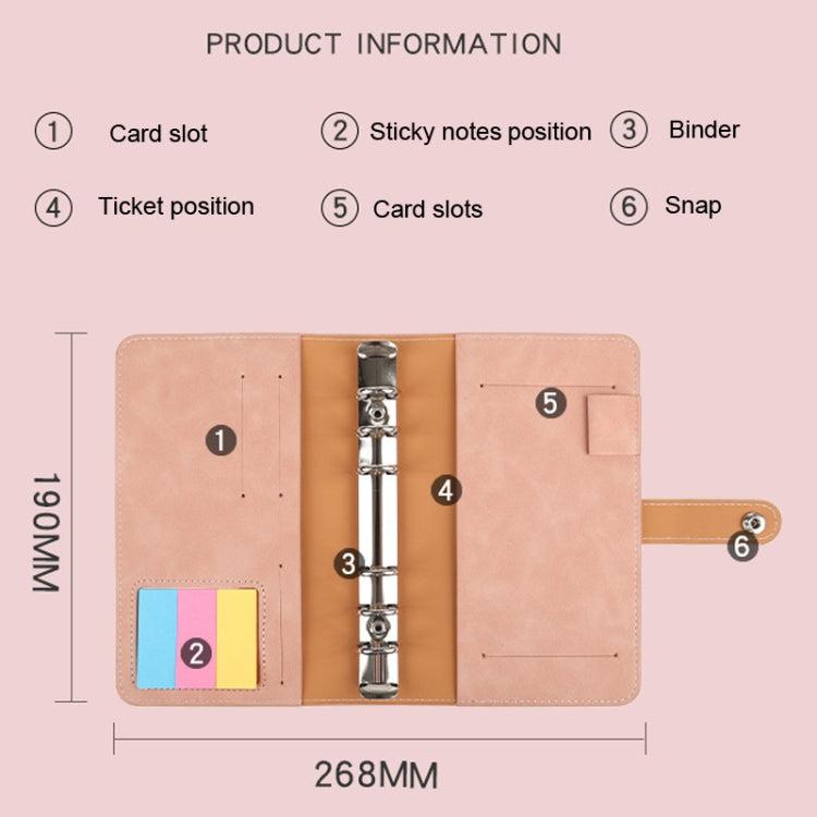 H666 A6 Loose-leaf Binder Cash Budget Handbook Vintage PU Leather Notebook with Window(Retro Green)