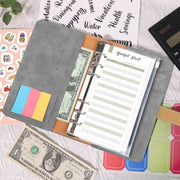 H666 A6 Loose-leaf Binder Cash Budget Handbook Vintage PU Leather Notebook with Window(Taro Purple)