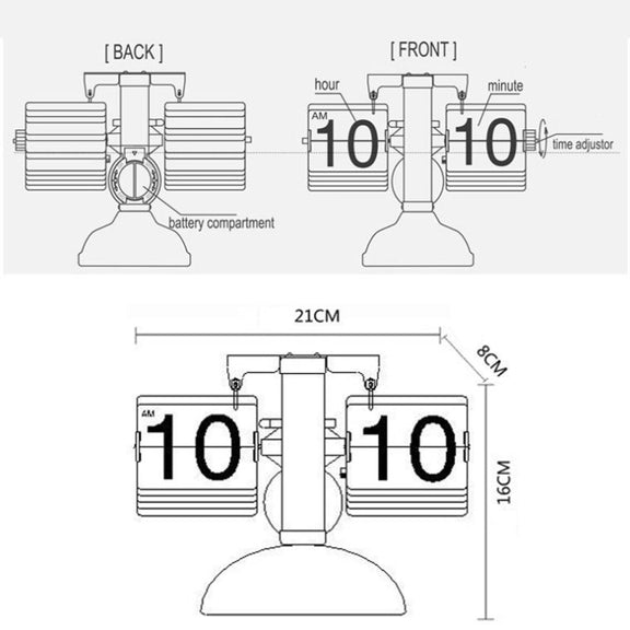 HY-F001 Auto-turning Balance-shaped Clock Home Decorative Flop Clock, Spec: Double (Black)
