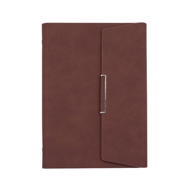 6 Hole Three Fold Loose-leaf Case A5 Business Notebook Office Stationery Notepad(Brown)