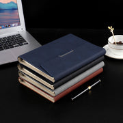 6 Hole Three Fold Loose-leaf Case A5 Business Notebook Office Stationery Notepad(Blue)