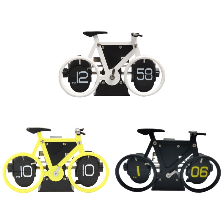 HY-F087 Retro Bicycle Shape Automatic Flip Home Decorative Turning Clock(Yellow) - Novelty Clock by PMC TechLife | Online Shopping South Africa | PMC TechLife | Buy Now Pay Later Mobicred