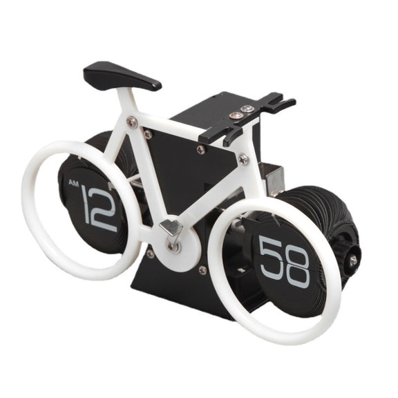 HY-F087 Retro Bicycle Shape Automatic Flip Home Decorative Turning Clock(Yellow)