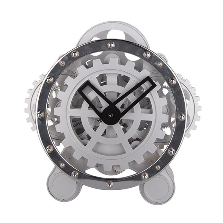 HY-G001 Rotating Double Gear Living Room Stainless Steel Decorative Clock(Silver) - Novelty Clock by PMc TechLife | Online Shopping South Africa | PMc TechLife | Buy Now Pay Later Mobicred