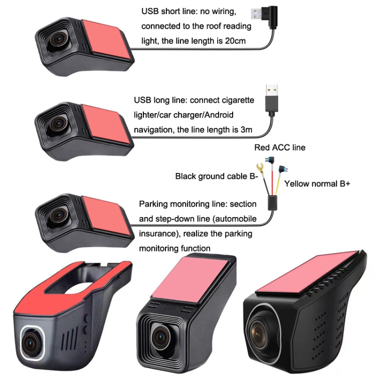M8 Hidden Driving Recorder WiFi Phone Connecting Car Parking Monitoring 1080P HD Recorder(Without Button+USB Short Line) - Car DVRs by PMC TechLife | Online Shopping South Africa | PMC TechLife | Buy Now Pay Later Mobicred