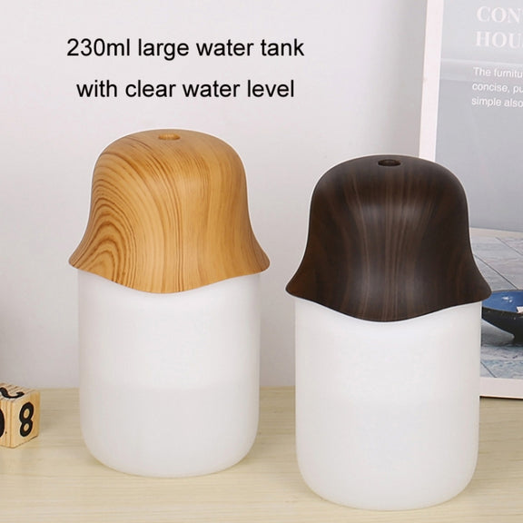 Desktop USB Humidifier Wood Grain Air Aromatherapy Night Light(Dark Color)