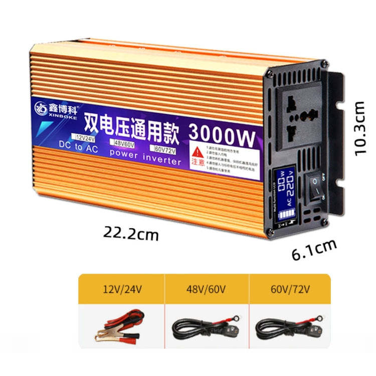 XINBOKE Universal Positive Wave Car Inverter Home Solar Inverter 12V/24V 3000W To 220V 1200W - Modified Square Wave by PMC TechLife | Online Shopping South Africa | PMC TechLife | Buy Now Pay Later Mobicred