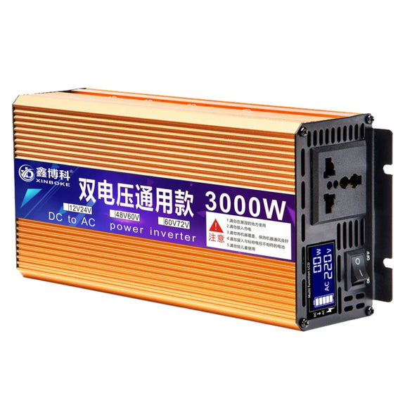 XINBOKE Universal Positive Wave Car Inverter Home Solar Inverter 60V/72V 3000W To 220V 1200W