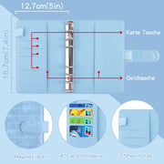 A6 Crocodile Pattern PU Leather Loose-Leaf Binder Budget Notebook Cash Envelope Organizer(Warm White)